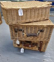 Three wicker hampers. (3)