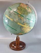 Philips standard globe on wooden base with inset compass. (B.P. 21% + VAT)