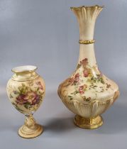 Royal Worcester blush ivory shouldered baluster shaped vase with extended flared neck overall