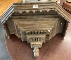 Large oak wall shelf bracket or console, possibly originally for a large clock.