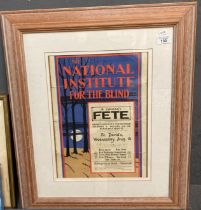 Original framed poster 'A Grand Fete on behalf of blind civilians and our blinded soldiers and