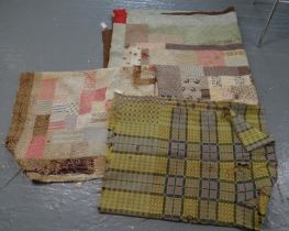 Two vintage cotton patchwork quilts; one Welsh quilt with sewn in leaf and spiral designs.