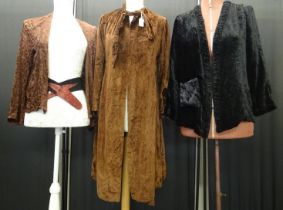 Collection of ladies vintage clothing and accessories to include: a 1920's black velvet jacket