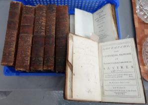 Box of 18th and 19th Century antiquarian leather bound books to include; five volumes of 'The