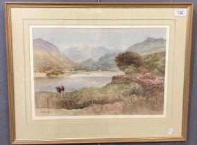 Arthur Miles (20th century in Wales), Nant Lle Valley with Snowdon in the background, signed date