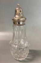 Glass and silver topped sugar sifter. (B.P. 21% + VAT)