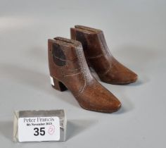 Pair of 19th century carved wooden boot vesta cases. (2) (B.P. 21% + VAT)