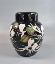 Modern Moorcroft tube-lined 'Japanese Honeysuckle' design ginger jar and cover, designed by Kerry