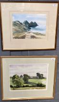 Chris Last (Welsh 20th century), The Needles, Gower, signed dated 1988. Watercolours. 23x33cm