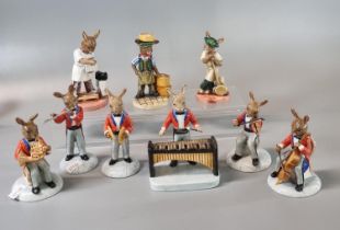 Collection of Royal Doulton 'Bunnykins, The Bunnykins Orchestra' to include: 'The Violinist', 'The