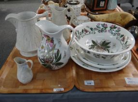 Two trays of Portmeirion pottery to include: 'The British Heritage' collection dresser jugs, '