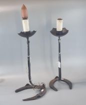 Two similar candle holders with horseshoe bases. (2) (B.P. 21% + VAT)