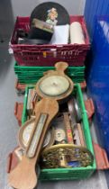 Four Boxes of assorted items to include: clocks, vintage tins, glass, vinyls etc. (4) (B.P. 21% +