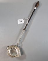 18th/19th century silver brandy ladle with rubbed hallmarks and turned wooden handle. (B.P. 21% +