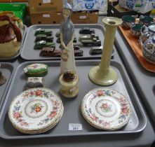 Tray of mostly china to include: Royal Grafton 'Malvern' design cake plates, hardstone table