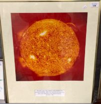 The sun seen in extreme UV light from ESA/Nasa solar and ionospheric observatory, showing a huge