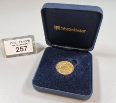 Victorian gold full Sovereign dated 1892 in Westminster case. (B.P. 21% + VAT)