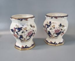 Pair of Mason's Ironstone Blue Mandalay octagonal planters/vases, both in original boxes. (4) (B.