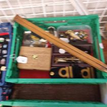 Collection of oddments to include: 1943 military map compass divider, bosun whistle, brass stencils,