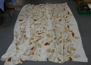 Two pairs of fully lined curtains in autumn leaf pattern. 242cm/96" drop approx. (B.P. 21% + VAT)