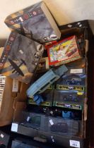 Tray of assorted diecast and other model vehicles, some in original packaging including: vintage