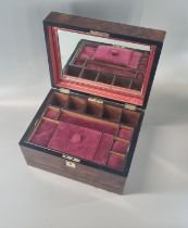 19th century walnut and mother of pearl inlaid ladies jewellery/work box. (B.P. 21% + VAT)