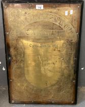 Unusual engraved brass panel, being a Church Honours Board relating to the village of Cottenham in