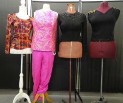 Collection of ladies vintage clothing to include: 60's bright pink slubbed silk trousers with