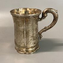 19th century silver engraved christening mug. 3.3 troy oz approx. (B.P. 21% + VAT)