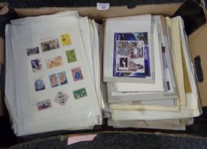 Box with all world collection of stamps on pages, in packets and covers, including mint new issues