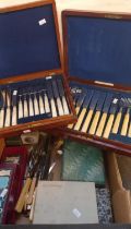 Tray of assorted cutlery including: two cased cutlery sets. (B.P. 21% + VAT)