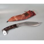 Nepalese Kukri with hardwood handle and leather scabbard with two small additional knives. (B.P. 21%