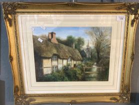 David Pritchard, two studies of thatched cottages, signed. Watercolours. 28x36cm approx. and 38x27cm