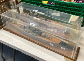 Two model submarines to include: HMS Vanguard 1944 and HMS Nelson 1927 in perspex cases together