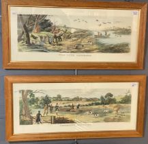 Pair of re-strike coloured sporting prints, 'Wild Duck Shooting' and 'Partridge Shooting'. 21x66cm