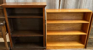 Modern teak bookcase together with another mahogany Edwardian design bookcase. (2) (B.P. 21% + VAT)