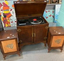 Garrard Period High Fidelity stereoscopic sound system fixed into a cabinet with two matching