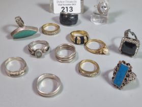 Bag of assorted silver and other dress rings: turquoise stones etc. (B.P. 21% + VAT)