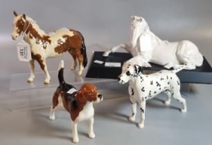 of Beswick and other ceramic animals to include: Skewbald Pinto Pony, Wendover Billy Dog,