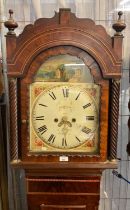 19th century Welsh mahogany eight day long case clock , the painted face marked 'J Kirn & Co of