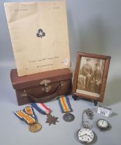 Miniature suitcase revealing assorted militaria items to include: Great War For Civilisation 1914-19