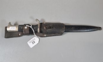 German 2nd World War Solingen Bayonet in metal scabbard with leather frog. (B.P. 21% + VAT)