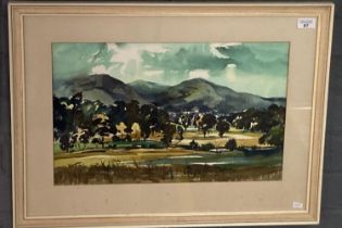 Peter Atkin (British 20th century), 'The Malverns from above Croome Court', signed. Watercolours.