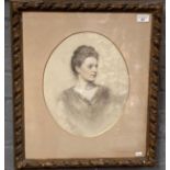 British School (19th century), portrait of a gracious lady, signed dated 1890. Pencil and