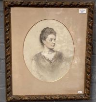 British School (19th century), portrait of a gracious lady, signed dated 1890. Pencil and