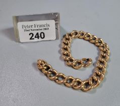 Yellow metal curb-link bracelet, probably 9ct gold but not tested. 16.8g approx. (B.P. 21% + VAT)