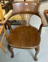 Early 20th century mahogany desk armchair on cabriole legs.(B.P. 21% + VAT)