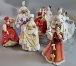 Nine Royal Doulton bone china figurines to include: 'Lindsay', 'Natasha', 'Diana', 'Valerie', 'My