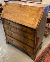 George III mahogany fall front bureau having a bank of four drawers on bracket feet. (B.P. 21% +