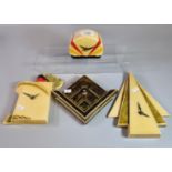Collection of four ceramic Art Deco design battery operated clocks of geometric and similar designs.